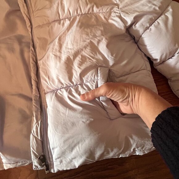 Double Zero Lilac Quilted Puffer Jacket Coat Women Size Medium Cropped High Neck - Picture 8 of 10